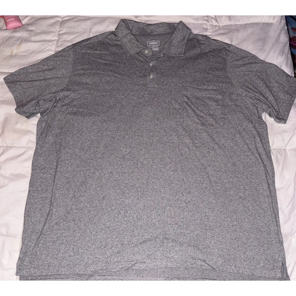 The Foundry Men's Big & Tall Gray Stripe Short Sleeve Polo, 4XL
